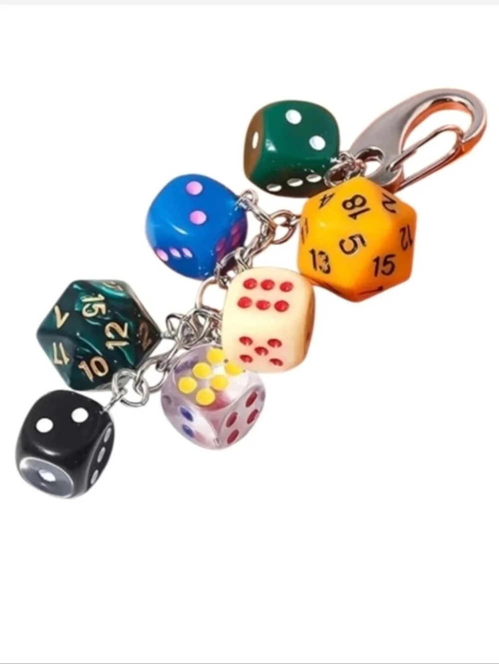 Multi-Die Keychain Charm - Colorful Dice Key & Card Holder